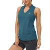 MoFiz Women Racerback Sleeveless Golf Polo Shirt V-Neck Collarless Tennis Running Tank Tops Quick Dry Athletic Casual(A-blue 2)
