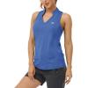 MoFiz Women Racerback Sleeveless Golf Polo Shirt V-Neck Collarless Tennis Running Tank Tops Quick Dry Athletic Casual(A-blue)