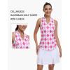 MoFiz Women Racerback Sleeveless Golf Polo Shirt V-Neck Collarless Tennis Running Tank Tops Quick Dry Athletic Casual(A-pink Plaid)