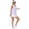 MoFiz Women Racerback Sleeveless Golf Polo Shirt V-Neck Collarless Tennis Running Tank Tops Quick Dry Athletic Casual(A-purle)