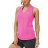MoFiz Women Racerback Sleeveless Golf Polo Shirt V-Neck Collarless Tennis Running Tank Tops Quick Dry Athletic Casual(A-rose Red)