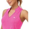 MoFiz Women Racerback Sleeveless Golf Polo Shirt V-Neck Collarless Tennis Running Tank Tops Quick Dry Athletic Casual(A-rose Red)