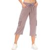 MoFiz Women’s Cargo Capris Hiking Pants Lightweight Quick Dry Outdoor Athletic Travel Casual Loose Comfy Cute Pockets(10-dusty Pink)