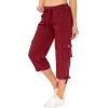 MoFiz Women’s Cargo Capris Hiking Pants Lightweight Quick Dry Outdoor Athletic Travel Casual Loose Comfy Cute Pockets(15-wine Red)