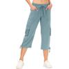 MoFiz Women’s Cargo Capris Hiking Pants Lightweight Quick Dry Outdoor Athletic Travel Casual Loose Comfy Cute Pockets(16-dusty Blue)