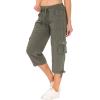 MoFiz Women’s Cargo Capris Hiking Pants Lightweight Quick Dry Outdoor Athletic Travel Casual Loose Comfy Cute Pockets(1-army Green)