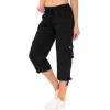 MoFiz Women’s Cargo Capris Hiking Pants Lightweight Quick Dry Outdoor Athletic Travel Casual Loose Comfy Cute Pockets(2-black)