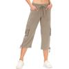 MoFiz Women’s Cargo Capris Hiking Pants Lightweight Quick Dry Outdoor Athletic Travel Casual Loose Comfy Cute Pockets(3-khaki)