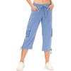 MoFiz Women’s Cargo Capris Hiking Pants Lightweight Quick Dry Outdoor Athletic Travel Casual Loose Comfy Cute Pockets(5-wathet)