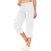 MoFiz Women’s Cargo Capris Hiking Pants Lightweight Quick Dry Outdoor Athletic Travel Casual Loose Comfy Cute Pockets(9-rice White)