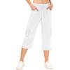 MoFiz Women’s Cargo Capris Hiking Pants Lightweight Quick Dry Outdoor Athletic Travel Casual Loose Comfy Cute Pockets(9-rice White)