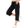 MoFiz Women’s Cargo Capris Hiking Pants Lightweight Quick Dry Outdoor Athletic Travel Casual Loose Comfy Cute Pockets(Black)