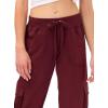 MoFiz Women’s Cargo Capris Hiking Pants Lightweight Quick Dry Outdoor Athletic Travel Casual Loose Comfy Cute Pockets(Burgundy Red)