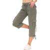 MoFiz Women’s Cargo Capris Hiking Pants Lightweight Quick Dry Outdoor Athletic Travel Casual Loose Comfy Cute Pockets(Grey)