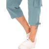 MoFiz Women’s Cargo Capris Hiking Pants Lightweight Quick Dry Outdoor Athletic Travel Casual Loose Comfy Cute Pockets(Grey Blue)