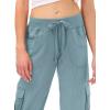 MoFiz Women’s Cargo Capris Hiking Pants Lightweight Quick Dry Outdoor Athletic Travel Casual Loose Comfy Cute Pockets(Grey Blue)