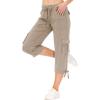MoFiz Women’s Cargo Capris Hiking Pants Lightweight Quick Dry Outdoor Athletic Travel Casual Loose Comfy Cute Pockets(Khaki)