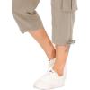 MoFiz Women’s Cargo Capris Hiking Pants Lightweight Quick Dry Outdoor Athletic Travel Casual Loose Comfy Cute Pockets(Khaki)