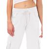 MoFiz Women’s Cargo Capris Hiking Pants Lightweight Quick Dry Outdoor Athletic Travel Casual Loose Comfy Cute Pockets(White)