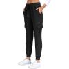 MoFiz Women’s Fleece Cargo Joggers Hiking Pants High Waisted Thermal Outdoor Sweatpants for Women with Pockets(Black)