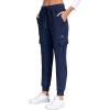 MoFiz Women’s Fleece Cargo Joggers Hiking Pants High Waisted Thermal Outdoor Sweatpants for Women with Pockets(Blue 02)