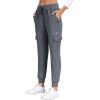 MoFiz Women’s Fleece Cargo Joggers Hiking Pants High Waisted Thermal Outdoor Sweatpants for Women with Pockets(Dark Gray)