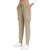 MoFiz Women’s Fleece Cargo Joggers Hiking Pants High Waisted Thermal Outdoor Sweatpants for Women with Pockets(Khaki)