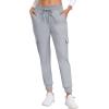 MoFiz Women’s Fleece Cargo Joggers Hiking Pants High Waisted Thermal Outdoor Sweatpants for Women with Pockets(Silver Gray)