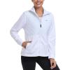 MoFiz Womens Fleece Lined Insulated Hiking Jacket Lightweight Warm Hybrid Softshell Full Zip Winter Fall Running Coat(White 02)