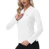 MoFiz Women’s Golf Polo Shirt UPF 50+ Sun Protection 1/4 Zip Long Sleeve Pullover Tops Quick Dry Athletic Sport T-Shirt(White)