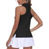 MoFiz Women’s Golf Shirts Sleeveless Tennis Tank Tops Racerback Polo V Neck Collared Quick Dry Athletic Tanks(Black 02)