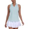 MoFiz Women’s Golf Shirts Sleeveless Tennis Tank Tops Racerback Polo V Neck Collared Quick Dry Athletic Tanks(Light Blue 02)
