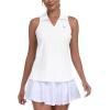 MoFiz Women’s Golf Shirts Sleeveless Tennis Tank Tops Racerback Polo V Neck Collared Quick Dry Athletic Tanks(White 02)
