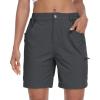 MoFiz Womens Golf Shorts 7″ Quick Dry Hiking Shorts Lightweight Bermuda Short for Women with Pockets (Water Resistant)(Dark Grey)