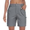 MoFiz Womens Golf Shorts 7″ Quick Dry Hiking Shorts Lightweight Bermuda Short for Women with Pockets (Water Resistant)(Light Grey)