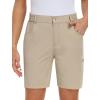 MoFiz Womens Golf Shorts 7″ Quick Dry Hiking Shorts Lightweight Bermuda Short for Women with Pockets (Water Resistant)(O-khaki)