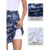 MoFiz Women’s Golf Skirts Knee Length Drawstring Athletic Tennis Skort Modest Long Sport Active Casual Summer Skirt Pockets(Navy-pattern)