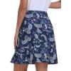 MoFiz Women’s Golf Skirts Knee Length Drawstring Athletic Tennis Skort Modest Long Sport Active Casual Summer Skirt Pockets(Navy-pattern)