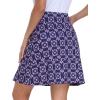 MoFiz Women’s Golf Skirts Knee Length Drawstring Athletic Tennis Skort Modest Long Sport Active Casual Summer Skirt Pockets(Purple-pattern)
