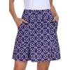MoFiz Women’s Golf Skirts Knee Length Drawstring Athletic Tennis Skort Modest Long Sport Active Casual Summer Skirt Pockets(Purple-pattern)