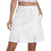MoFiz Women’s Golf Skirts Knee Length Drawstring Athletic Tennis Skort Modest Long Sport Active Casual Summer Skirt Pockets(White)