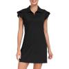 MoFiz Women’s Golf Tennis Dress Sports Polo Dress Short Sleeve Quick Dry Casual Workwear Button(2025-black)
