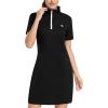 MoFiz Women’s Golf Tennis Dress Sports Polo Dress Short Sleeve Quick Dry Casual Workwear Button(A-black)