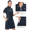 MoFiz Women’s Golf Tennis Dress Sports Polo Dress Short Sleeve Quick Dry Casual Workwear Button(A-navy)