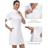 MoFiz Women’s Golf Tennis Dress Sports Polo Dress Short Sleeve Quick Dry Casual Workwear Button(A-white)