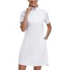 MoFiz Women’s Golf Tennis Dress Sports Polo Dress Short Sleeve Quick Dry Casual Workwear Button(A-white)