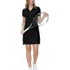MoFiz Women’s Golf Tennis Dress Sports Polo Dress Short Sleeve Quick Dry Casual Workwear Button(Black)