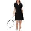 MoFiz Women’s Golf Tennis Dress Sports Polo Dress Short Sleeve Quick Dry Casual Workwear Button(Black)