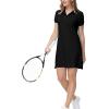MoFiz Women’s Golf Tennis Dress Sports Polo Dress Short Sleeve Quick Dry Casual Workwear Button(Black)