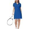 MoFiz Women’s Golf Tennis Dress Sports Polo Dress Short Sleeve Quick Dry Casual Workwear Button(Blue)